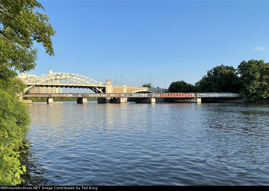 BU Bridge over the Grand Jct Bridge and the Charles River